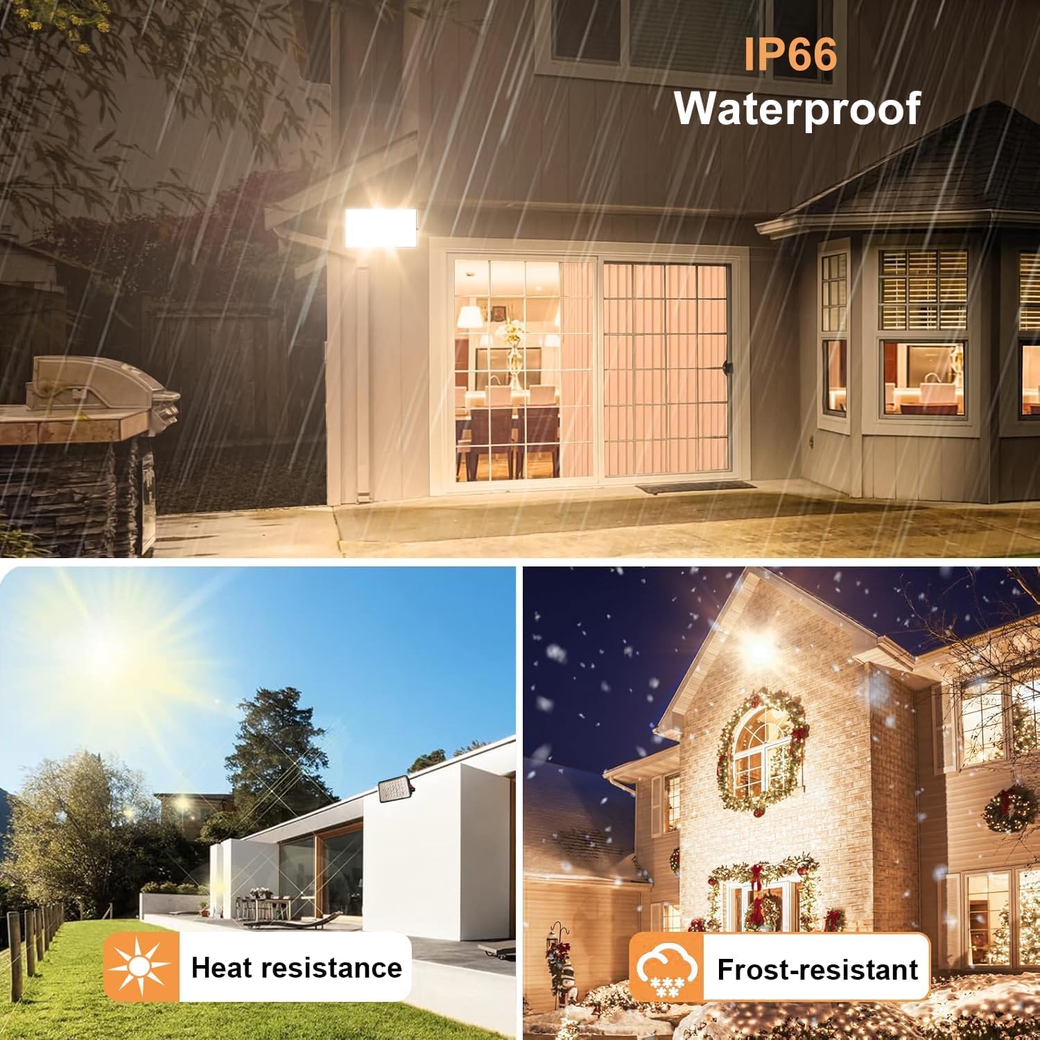 200W LED Flood Lights Outdoor, 3000K Warm White Plug in Flood